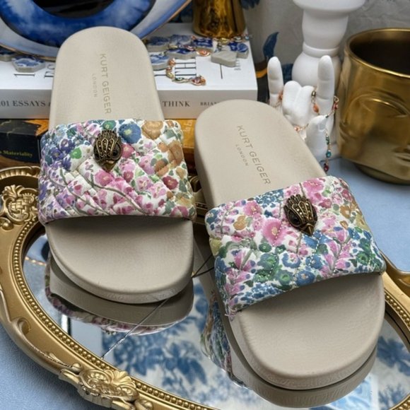 🆕 KURT GEIGER LONDON 🧿 NWOT Meena Eagle Floral Couture Pool Slide, Sz 5.5 - Picture 5 of 11